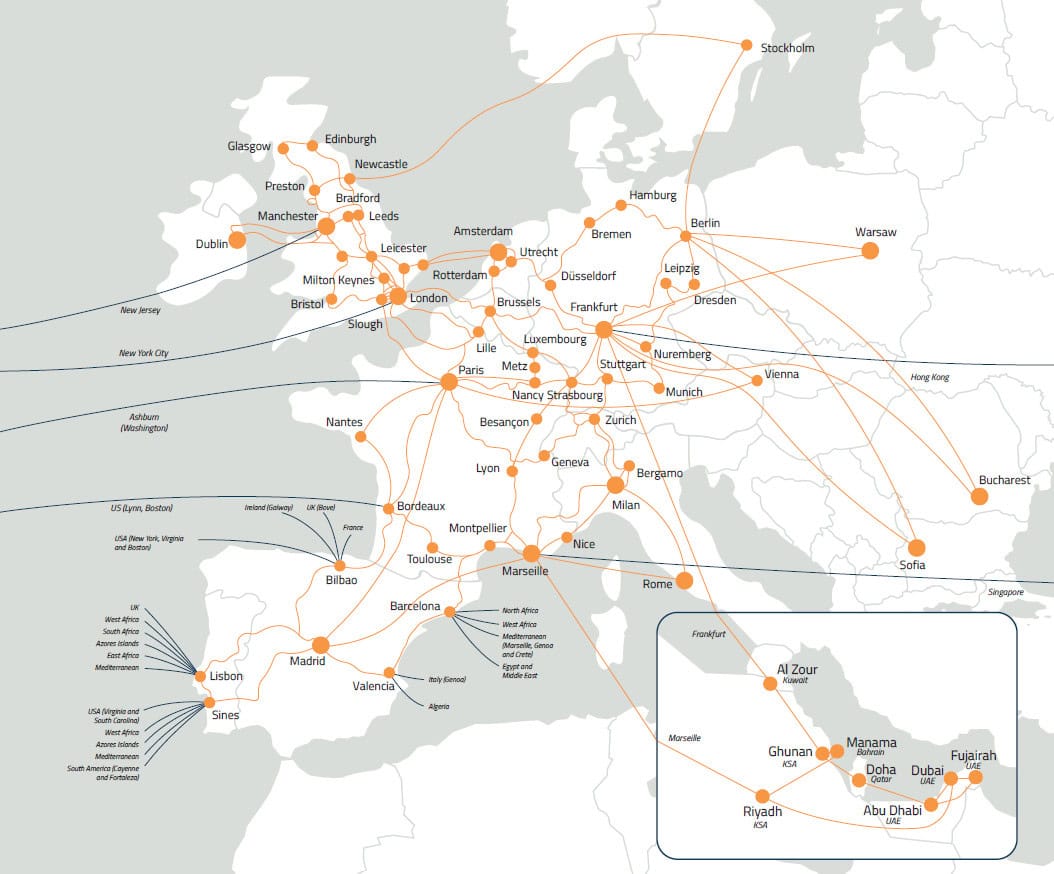 Télécharger notre carte réseau européenne et nord américaine