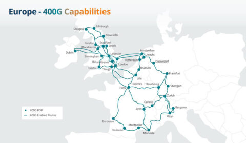 Map of Zayo's 400G capabilities in Europe